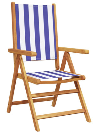 Tuinstoelen 6 st verstelbaar massief hout en stof blauw en wit