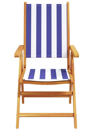 Tuinstoelen 8 st verstelbaar massief hout en stof blauw en wit