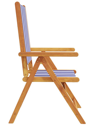 Tuinstoelen 8 st verstelbaar massief hout en stof blauw en wit