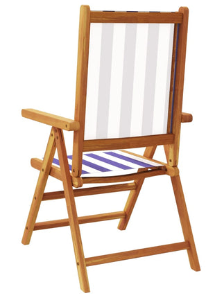 Tuinstoelen 8 st verstelbaar massief hout en stof blauw en wit