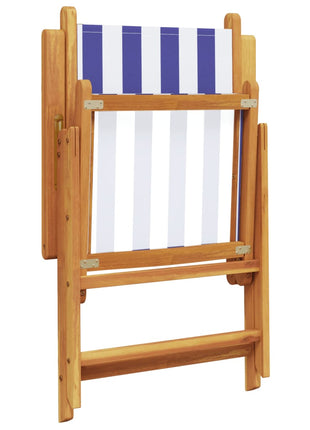 Tuinstoelen 8 st verstelbaar massief hout en stof blauw en wit