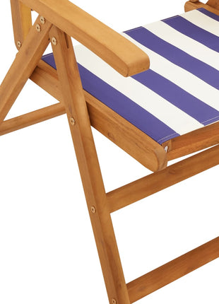 Tuinstoelen 8 st verstelbaar massief hout en stof blauw en wit