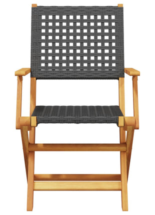 Tuinstoelen 4 st inklapbaar poly rattan en massief hout zwart