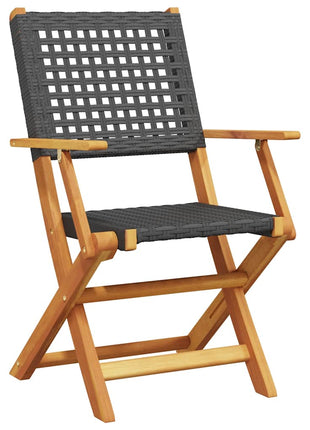 Tuinstoelen 6 st inklapbaar poly rattan en massief hout zwart