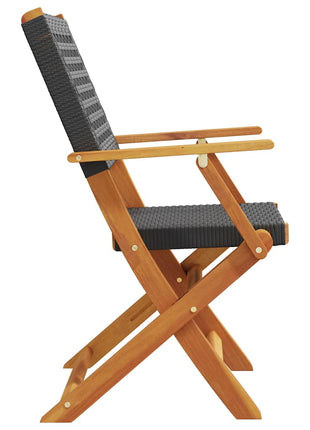 Tuinstoelen 6 st inklapbaar poly rattan en massief hout zwart