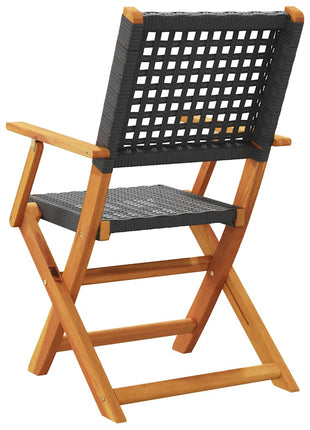 Tuinstoelen 6 st inklapbaar poly rattan en massief hout zwart