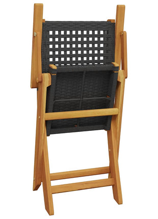 Tuinstoelen 6 st inklapbaar poly rattan en massief hout zwart