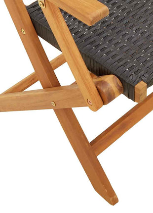 Tuinstoelen 6 st inklapbaar poly rattan en massief hout zwart