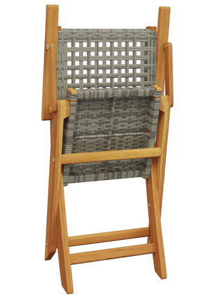 Tuinstoelen 4 st inklapbaar poly rattan en massief hout grijs