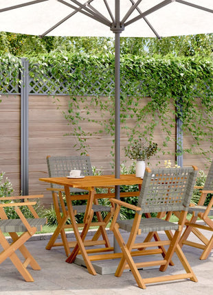 Tuinstoelen 4 st inklapbaar poly rattan en massief hout grijs