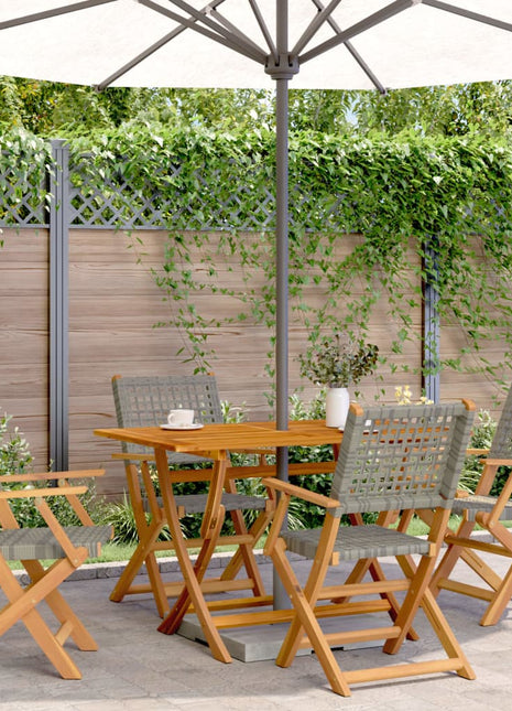Tuinstoelen 4 st inklapbaar poly rattan en massief hout grijs