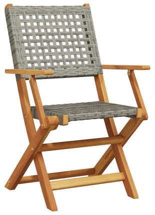 Tuinstoelen 6 st inklapbaar poly rattan en massief hout grijs