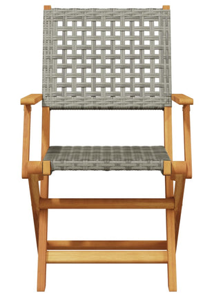Tuinstoelen 6 st inklapbaar poly rattan en massief hout grijs