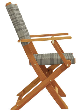 Tuinstoelen 6 st inklapbaar poly rattan en massief hout grijs