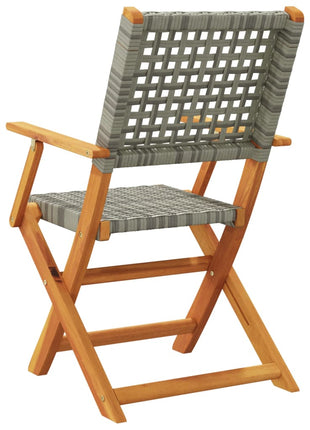 Tuinstoelen 6 st inklapbaar poly rattan en massief hout grijs