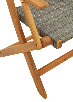 Tuinstoelen 6 st inklapbaar poly rattan en massief hout grijs
