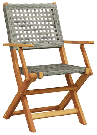 Tuinstoelen 8 st inklapbaar poly rattan en massief hout grijs