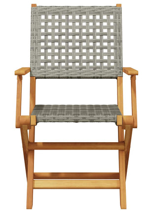 Tuinstoelen 8 st inklapbaar poly rattan en massief hout grijs