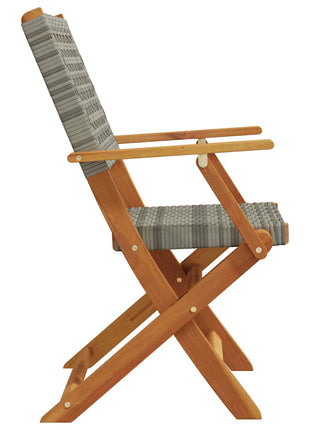 Tuinstoelen 8 st inklapbaar poly rattan en massief hout grijs