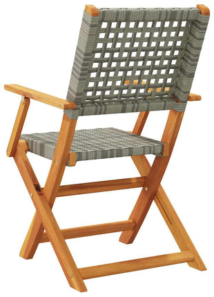 Tuinstoelen 8 st inklapbaar poly rattan en massief hout grijs