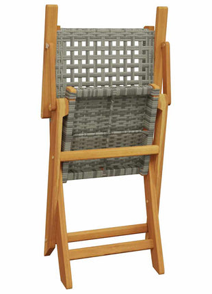 Tuinstoelen 8 st inklapbaar poly rattan en massief hout grijs