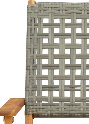 Tuinstoelen 8 st inklapbaar poly rattan en massief hout grijs
