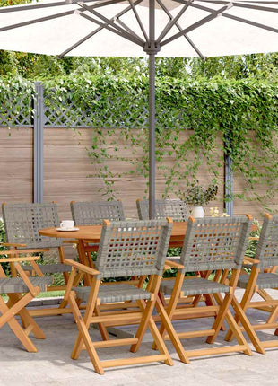 Tuinstoelen 8 st inklapbaar poly rattan en massief hout grijs