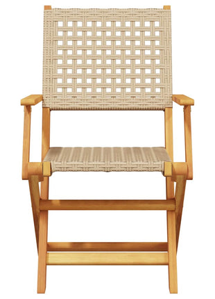 Tuinstoelen 4 st inklapbaar poly rattan en massief hout beige