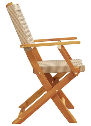 Tuinstoelen 4 st inklapbaar poly rattan en massief hout beige