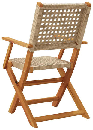 Tuinstoelen 4 st inklapbaar poly rattan en massief hout beige