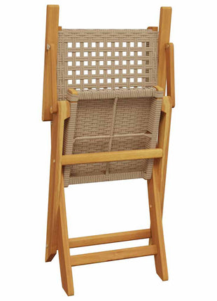 Tuinstoelen 4 st inklapbaar poly rattan en massief hout beige