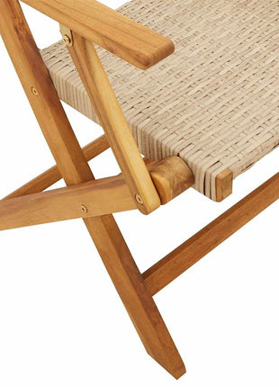 Tuinstoelen 4 st inklapbaar poly rattan en massief hout beige