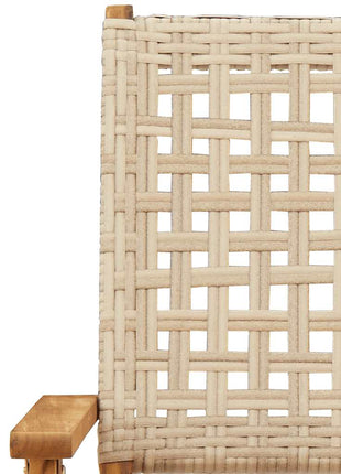 Tuinstoelen 4 st inklapbaar poly rattan en massief hout beige