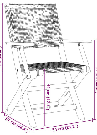 Tuinstoelen 4 st inklapbaar poly rattan en massief hout beige