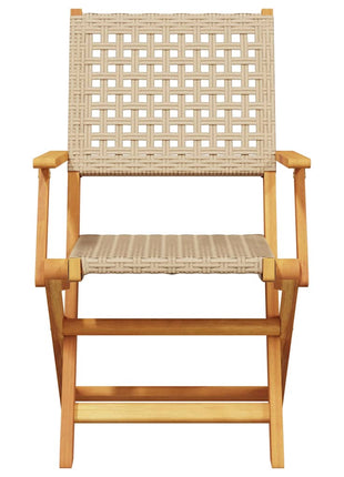 Tuinstoelen 6 st inklapbaar poly rattan en massief hout beige