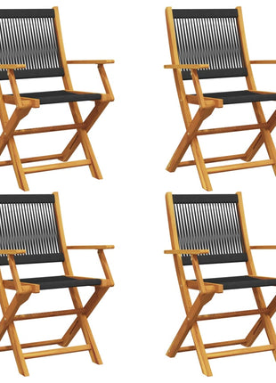 Tuinstoelen 4 st inklapbaar massief acaciahout zwart