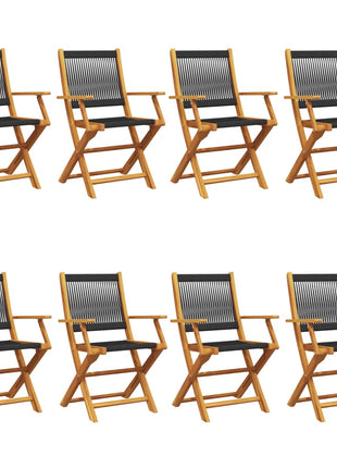 Tuinstoelen 8 st inklapbaar massief acaciahout zwart