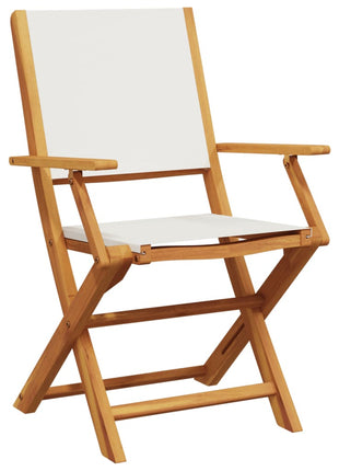 Tuinstoelen 6 st inklapbaar massief hout en stof crèmewit