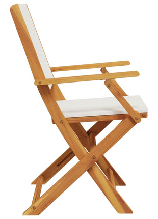 Tuinstoelen 6 st inklapbaar massief hout en stof crèmewit