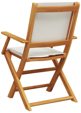 Tuinstoelen 6 st inklapbaar massief hout en stof crèmewit