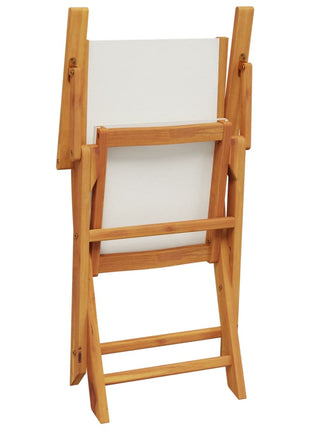 Tuinstoelen 6 st inklapbaar massief hout en stof crèmewit