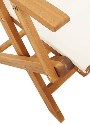 Tuinstoelen 6 st inklapbaar massief hout en stof crèmewit