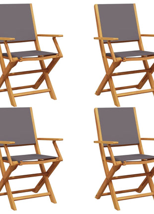 Tuinstoelen 4 st inklapbaar massief hout en stof antracietkleur
