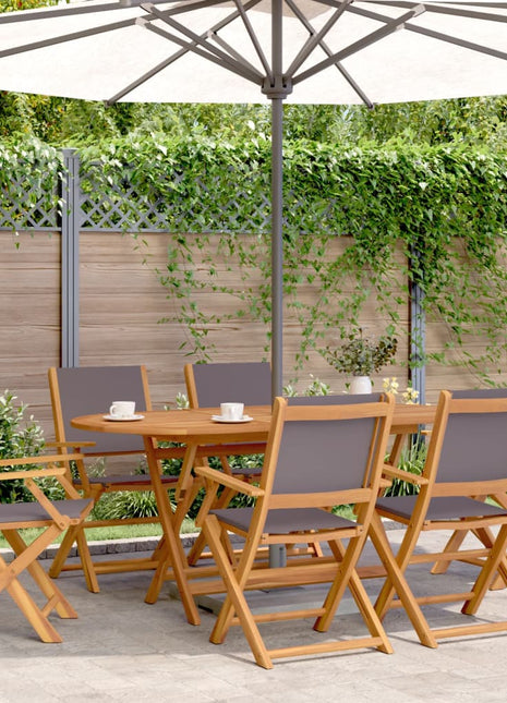Tuinstoelen 6 st inklapbaar massief hout en stof antracietkleur