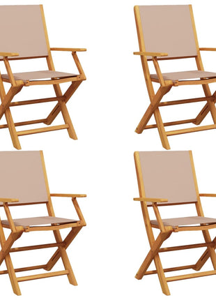 Tuinstoelen 4 st inklapbaar stof en massief hout taupe