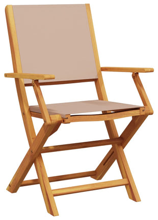 Tuinstoelen 4 st inklapbaar stof en massief hout taupe