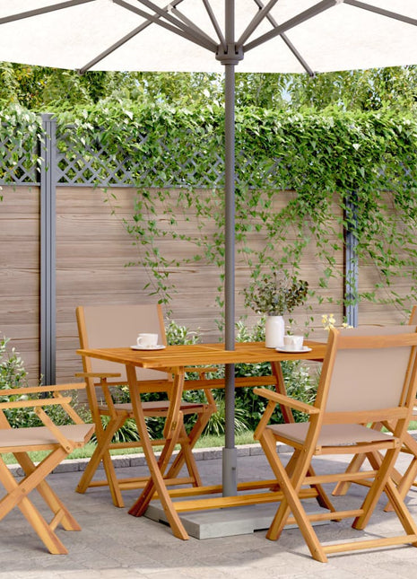 Tuinstoelen 4 st inklapbaar stof en massief hout taupe