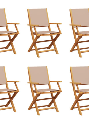 Tuinstoelen 6 st inklapbaar stof en massief hout taupe