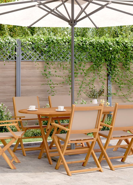 Tuinstoelen 6 st inklapbaar stof en massief hout taupe
