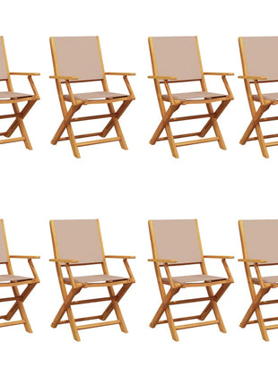 Tuinstoelen 8 st inklapbaar stof en massief hout taupe